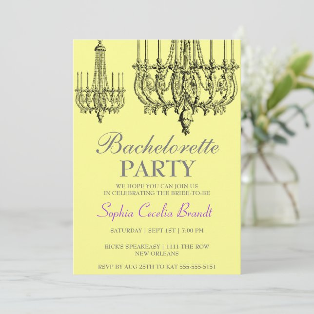 Elegante invitación a la fiesta de la lámpara de a (Anverso de pie)