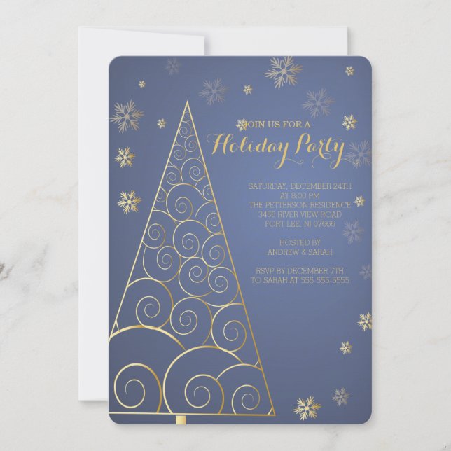 Elegante invitación a la fiesta de los Navidades d (Anverso)