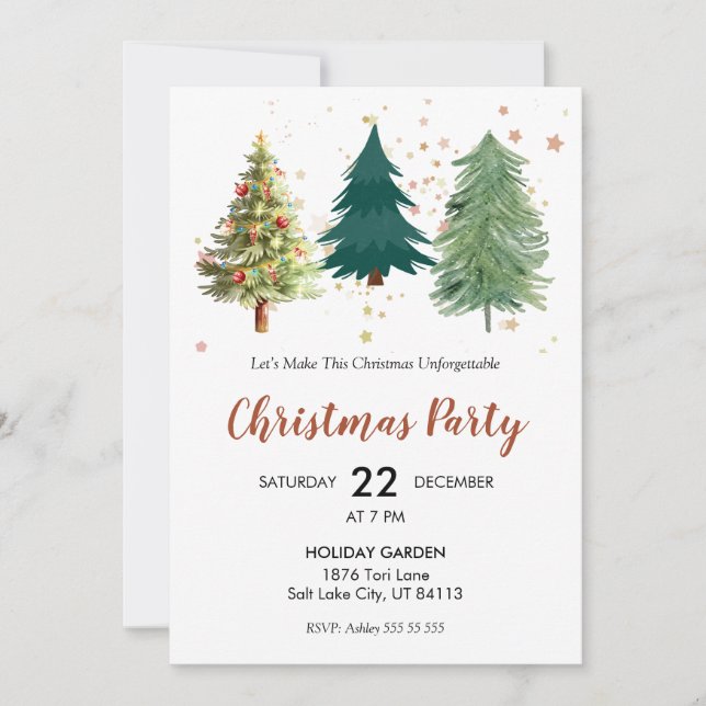 Elegante invitación a la fiesta de los Navidades d (Anverso)