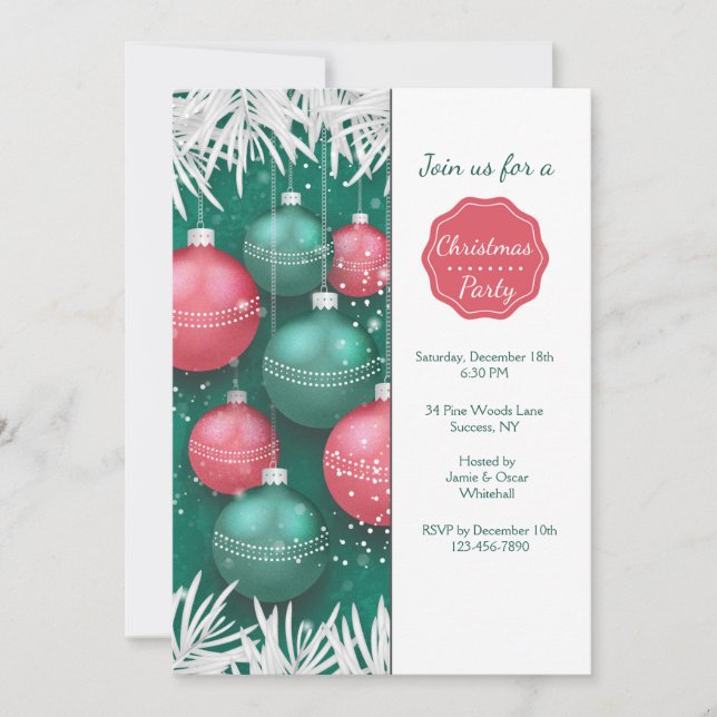 Elegante Invitación a la Fiesta de Navidad (Anverso)