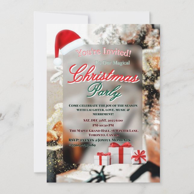 Elegante Invitación a la Fiesta de Navidad de Invi (Anverso)