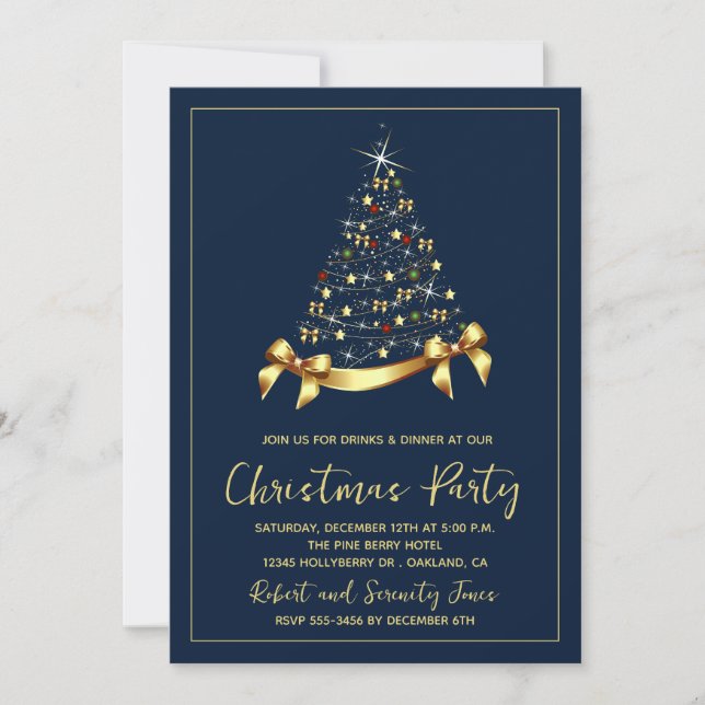 Elegante Invitación a la fiesta de Navidad en el Á (Anverso)