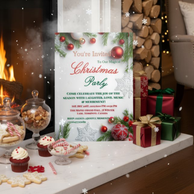 Elegante Invitación a la Fiesta de Navidad en Rojo (Subido por el creador)