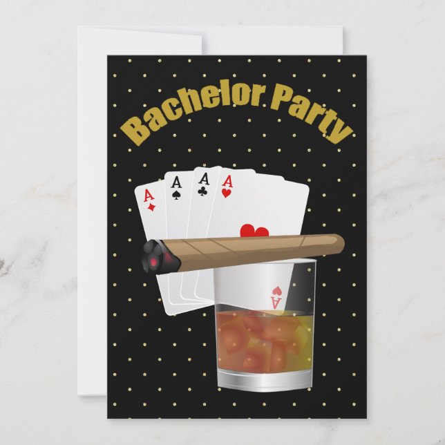 Elegante invitación a la fiesta de soltero (Anverso)