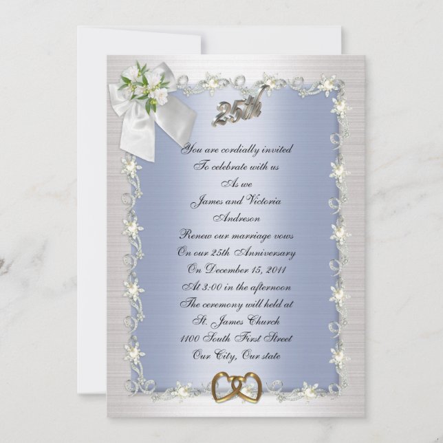 Elegante invitación a la fiesta del 25° aniversari (Anverso)