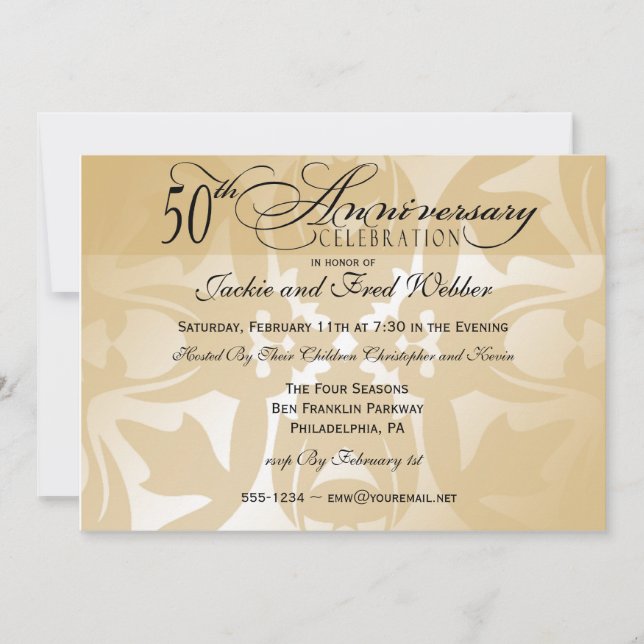 Elegante invitación a la fiesta del 50 aniversario (Anverso)