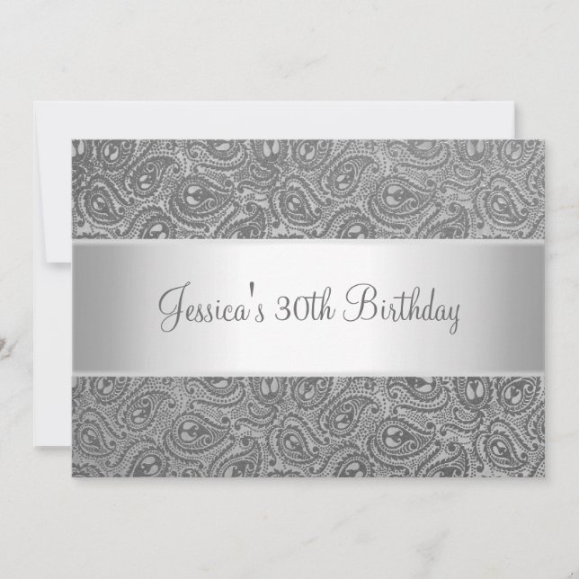 Elegante invitación a la fiesta gris gris gris (Anverso)