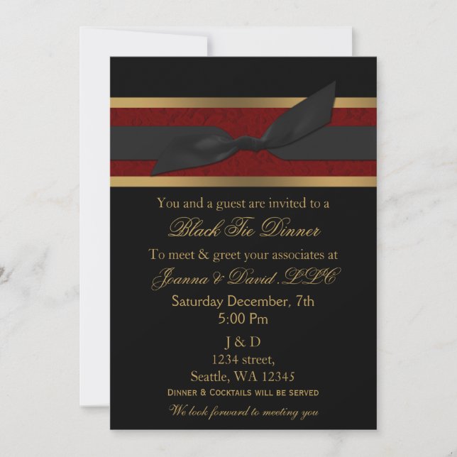 Elegante Invitación a la fiesta Red and Gold Corpo (Anverso)