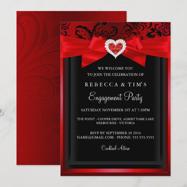 Elegante invitación a la fiesta romántica de compr (Anverso / Reverso)