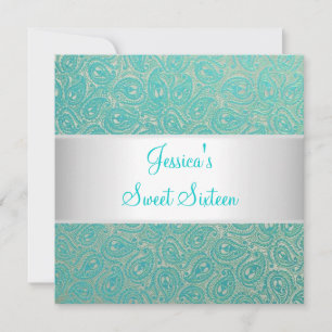 Elegante invitación a la Fiesta Verde Paisley
