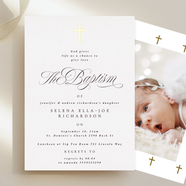 Elegante Invitación a la foto del Baptismo de la C (Subido por el creador)
