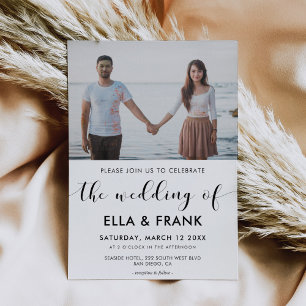 Elegante invitación a la fotografía boda en blanco