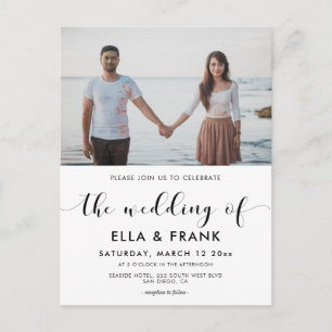 Elegante invitación a la fotografía boda en blanco
