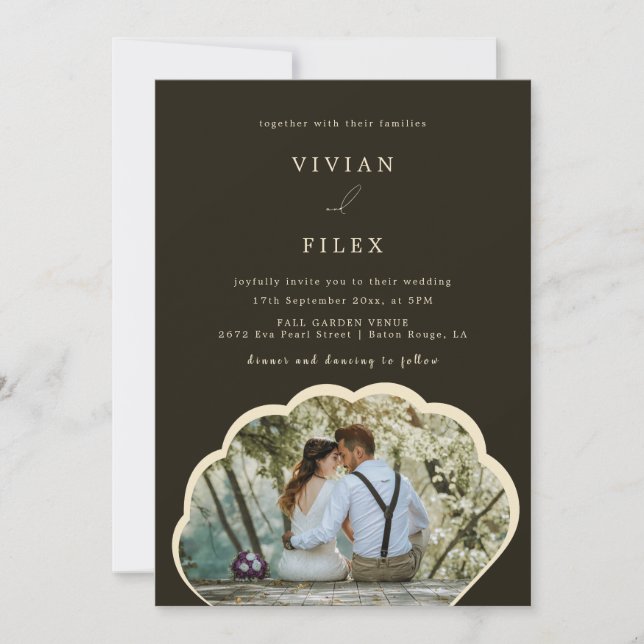 Elegante invitación a la fotografía verde oscuro (Anverso)