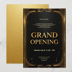 Elegante invitación a la gran apertura de Black & 