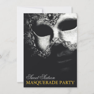 Elegante Invitación a la Mascarada de Plata Gold S