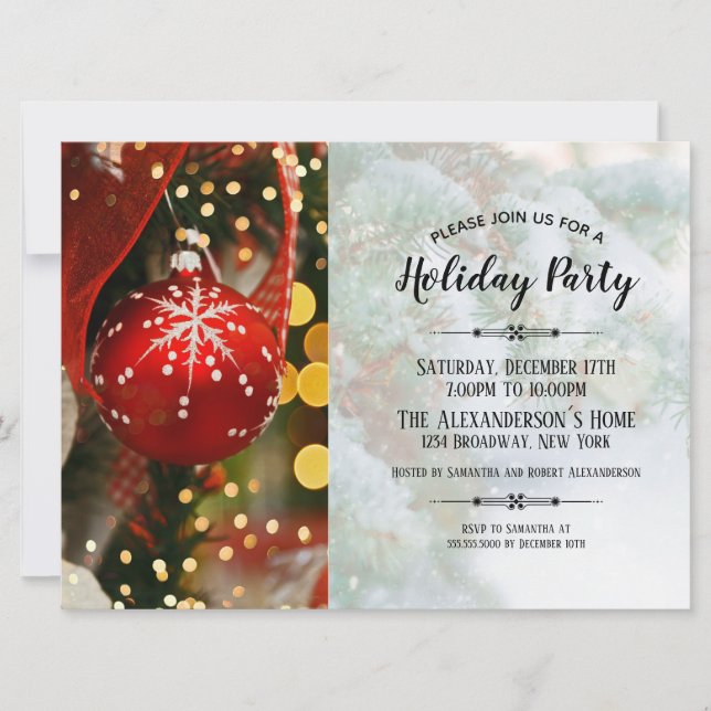 Elegante Invitación a la Navidad en Invierno de Ma (Anverso)
