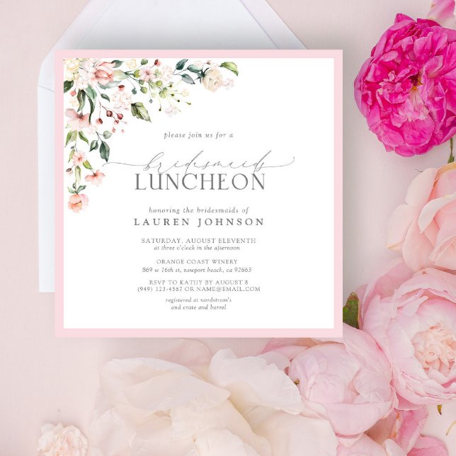 Elegante Invitación a la Nochebuena Floral Rosa (Subido por el creador)