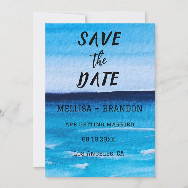 Elegante Invitación a la playa de las olas del océ (Anverso)