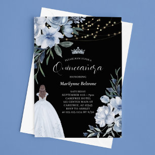 Elegante invitación a la princesa azul Quinceañera