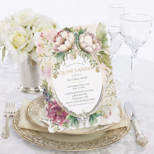 Elegante invitación a la Quinceañera en Borgoña