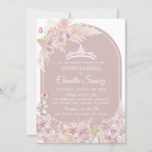 Elegante Invitación a la Quinceañera Rosa