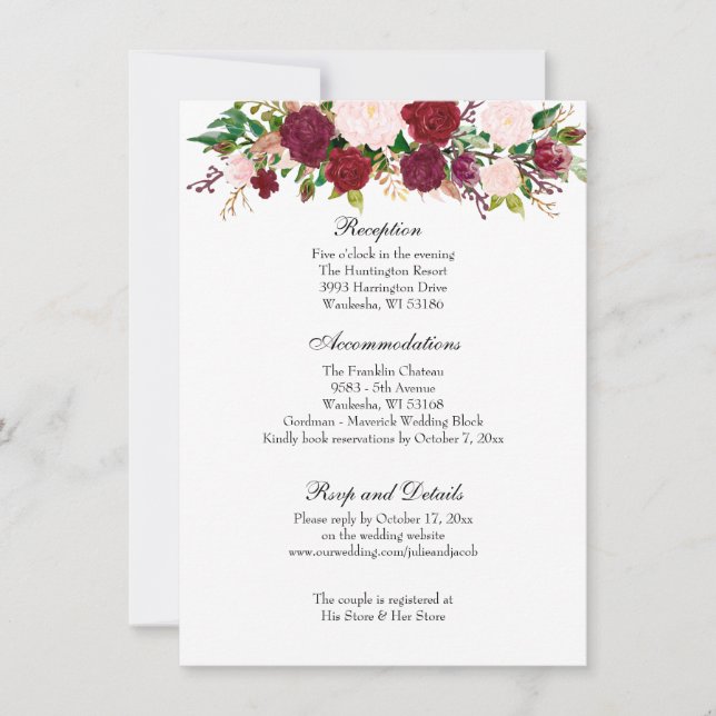 Elegante Invitación a la recepción de la boda de R (Anverso)