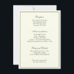 Elegante Invitación a la recepción de la Boda Verd<br><div class="desc">Personalice nuestra elegante y clásica recepción de marfil y bodas verdes, RSVP, y la tarjeta de detalles del recinto. Se pueden modificar todo el texto y las fuentes. Las invitaciones de coordinación, guardar la fecha, los favores matrimoniales, etc., también están en nuestra suite boda en la Tienda Católica de Bodas...</div>