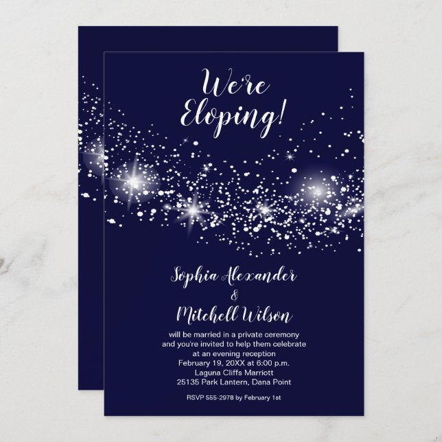 Elegante Invitación a la recepción de Sky Elopemen (Anverso / Reverso)