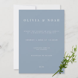 Elegante Invitación a la recepción Dusty Blue Wedd