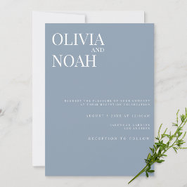 Elegante Invitación a la recepción Dusty Blue Wedd