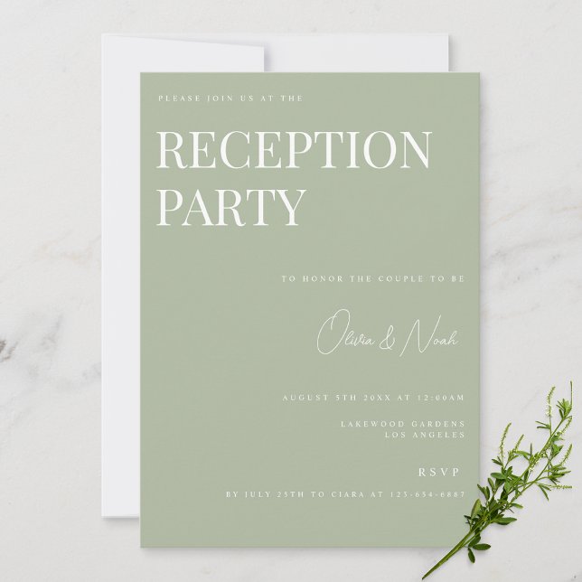 Elegante Invitación a la recepción Sage Green Wedd (Subido por el creador)