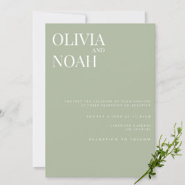 Elegante Invitación a la recepción Sage Green Wedd