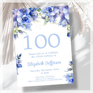 Elegante invitación a los 100 cumpleaños de Floral