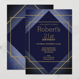 Elegante Invitación a los 21 Años de Cuero Azul
