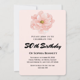 Elegante Invitación a los 50 Años con Floral