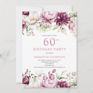 Elegante Invitación a los 60 Años con Flora Rosa