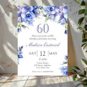 Elegante invitación a los 60 años de la floral azu