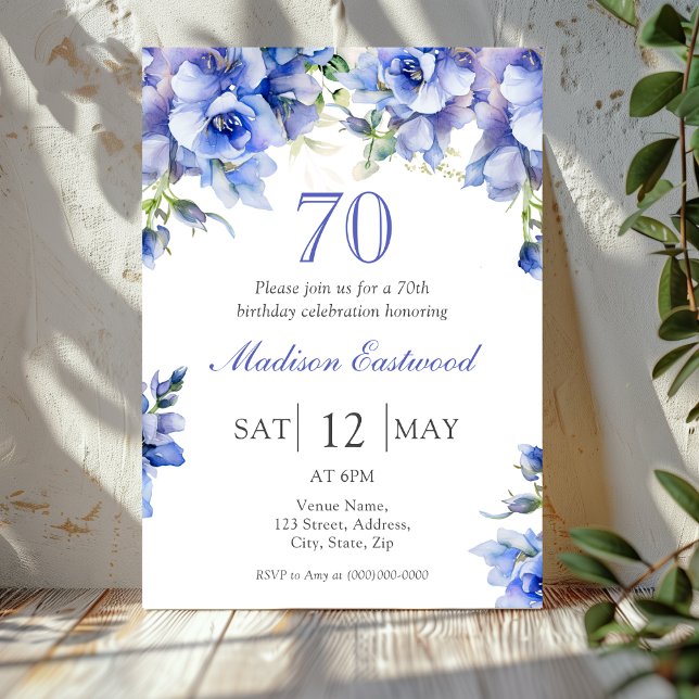 Elegante invitación a los 70 cumpleaños de Floral  (Subido por el creador)