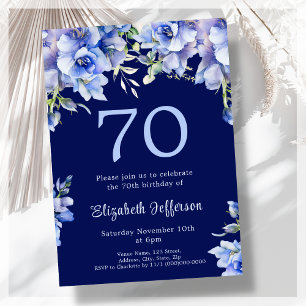 Elegante invitación a los 70 cumpleaños de Floral