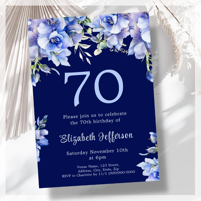 Elegante invitación a los 70 cumpleaños de Floral  (Subido por el creador)