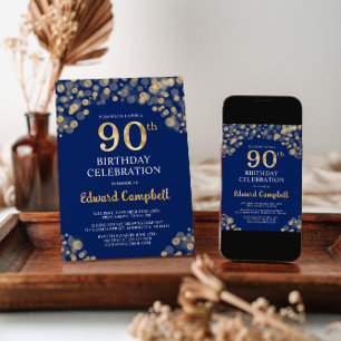 Elegante invitación a los 90 cumpleaños de la Mari