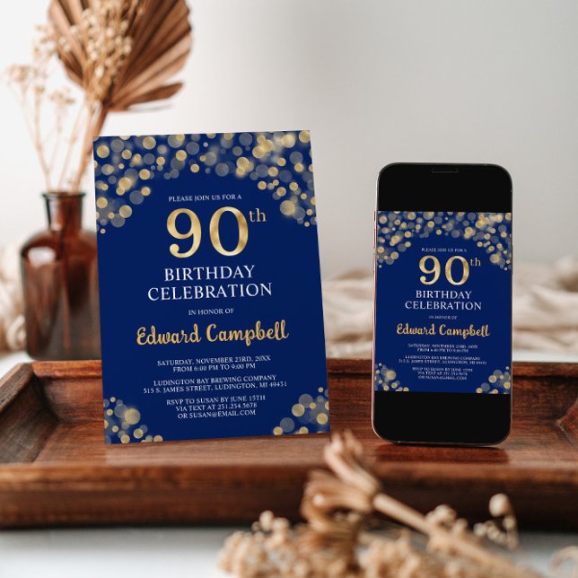 Elegante invitación a los 90 cumpleaños de la Mari (Subido por el creador)