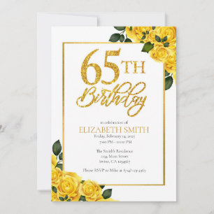 Elegante invitación a los cumpleaños 65 de la Rosa