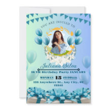Elegante invitación a los cumpleaños azules - Pers