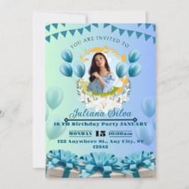 Elegante invitación a los cumpleaños azules - Pers