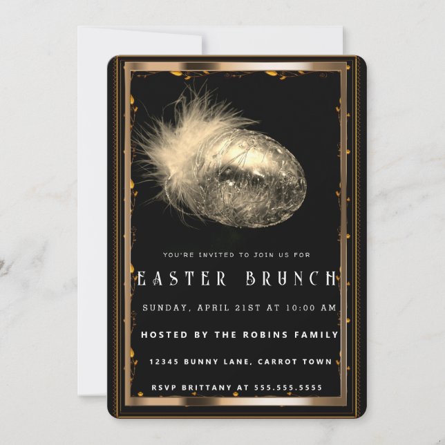 Elegante invitación a los huevos de Pascua de Oro  (Anverso)