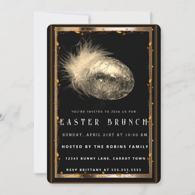 Elegante invitación a los huevos de Pascua de Oro  (Anverso)
