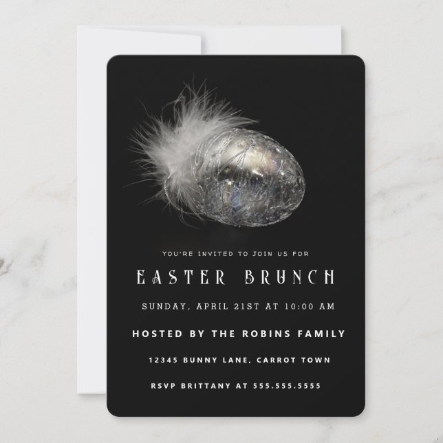 Elegante invitación a los huevos de Pascua Negra (Anverso)