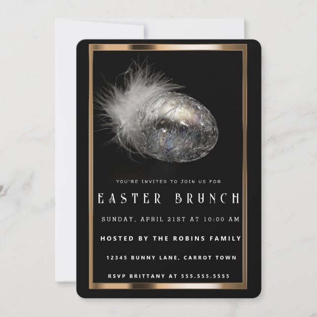 Elegante invitación a los huevos de Pascua Negra (Anverso)